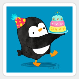 Birthday Penguin with a cake Magnet